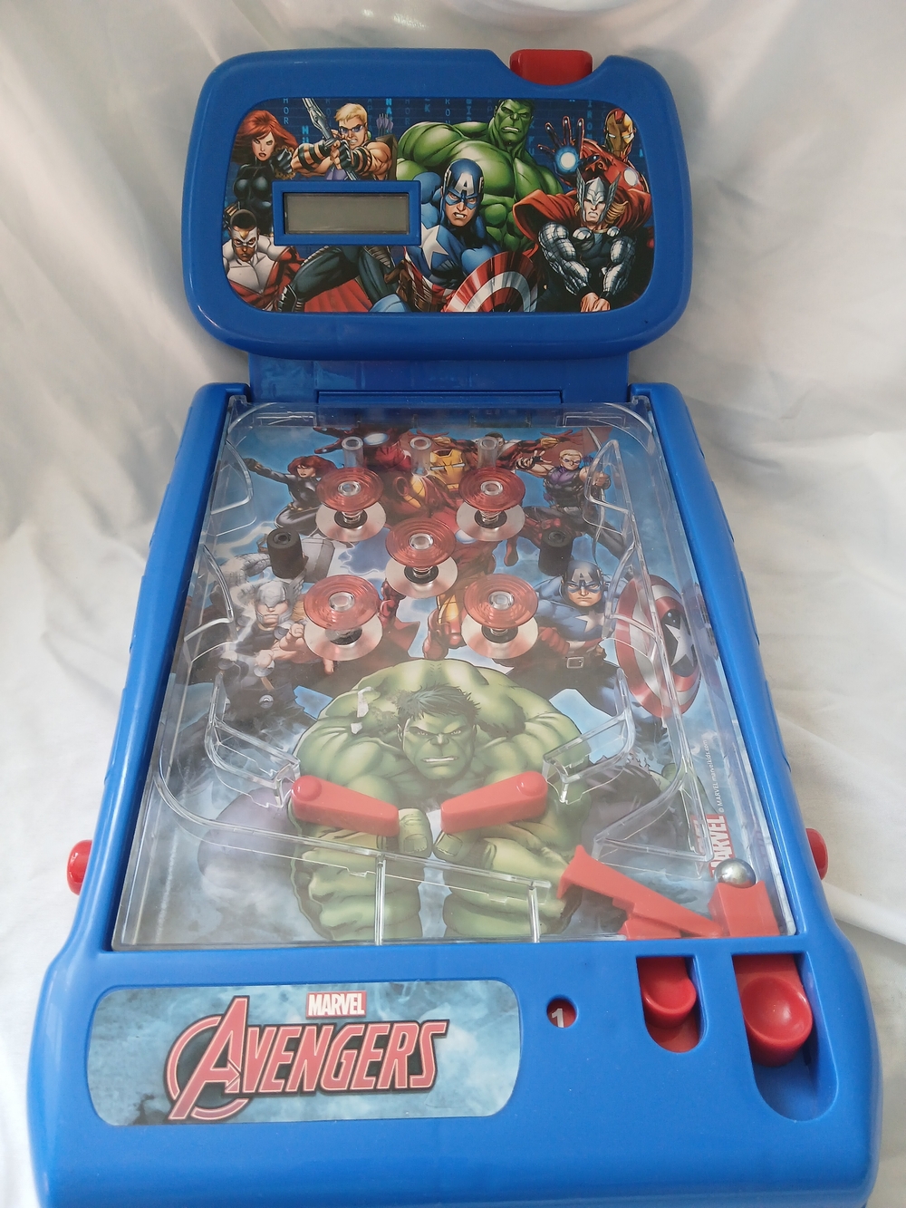 Marvel Avengers 2009 Tabletop Pinball Machine w/Batteries Clean Works Used
